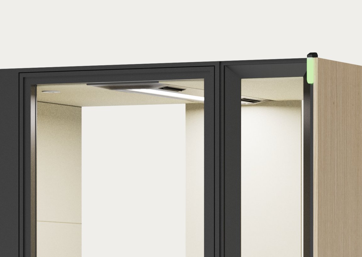 CorePod Cube Duo, top section: LED light and ventilation