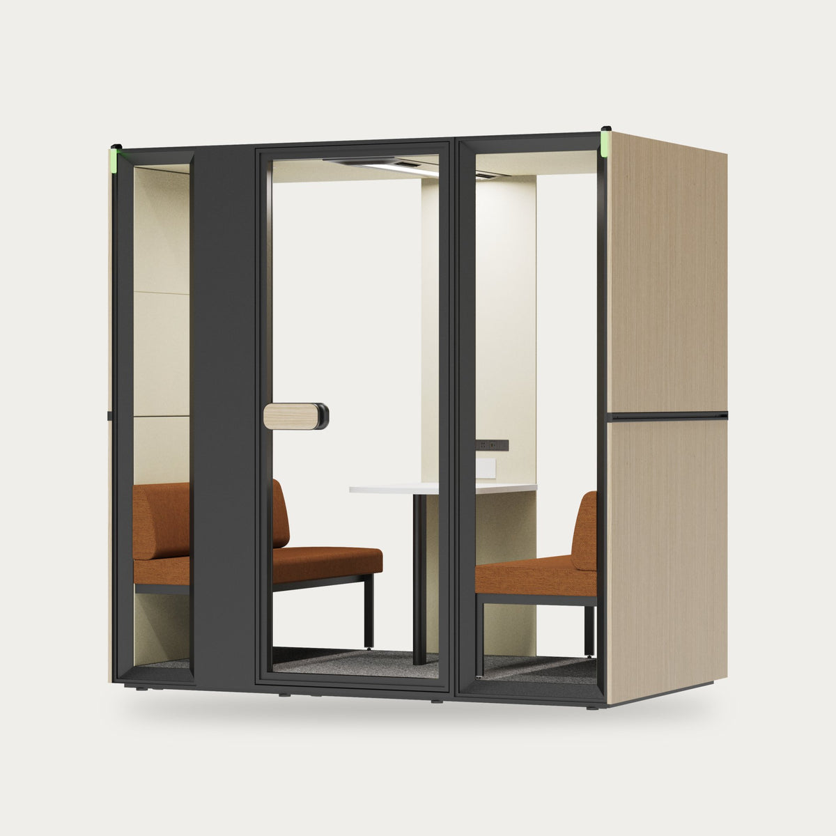 CorePod Cube Meet acoustic pod, exterior wood finish