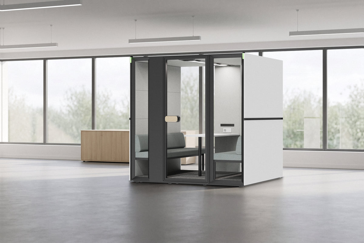 CorePod Cube Team acoustic pod, in an office (visualisation)