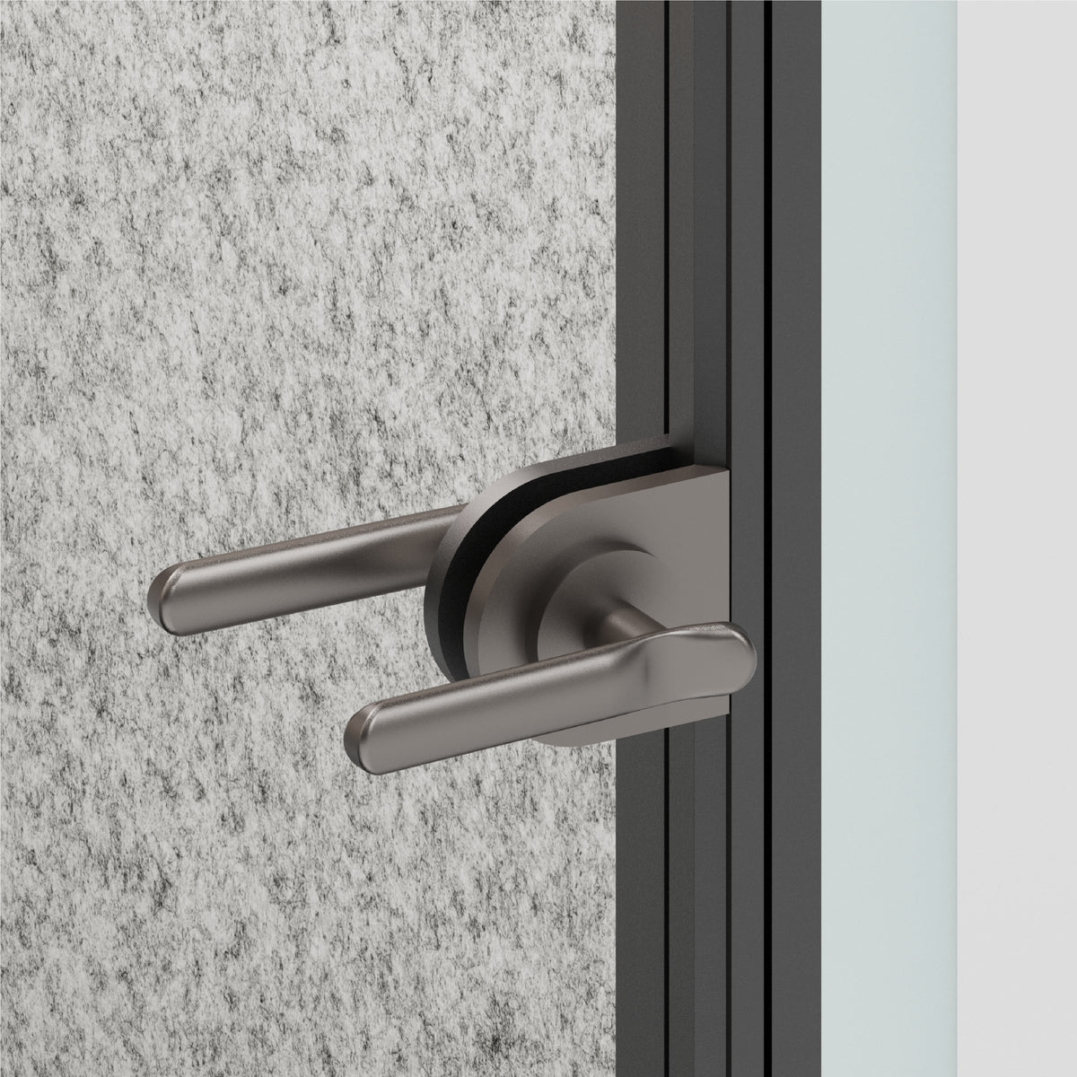 CorePod Solo, detail: door handle and acoustic felt lining