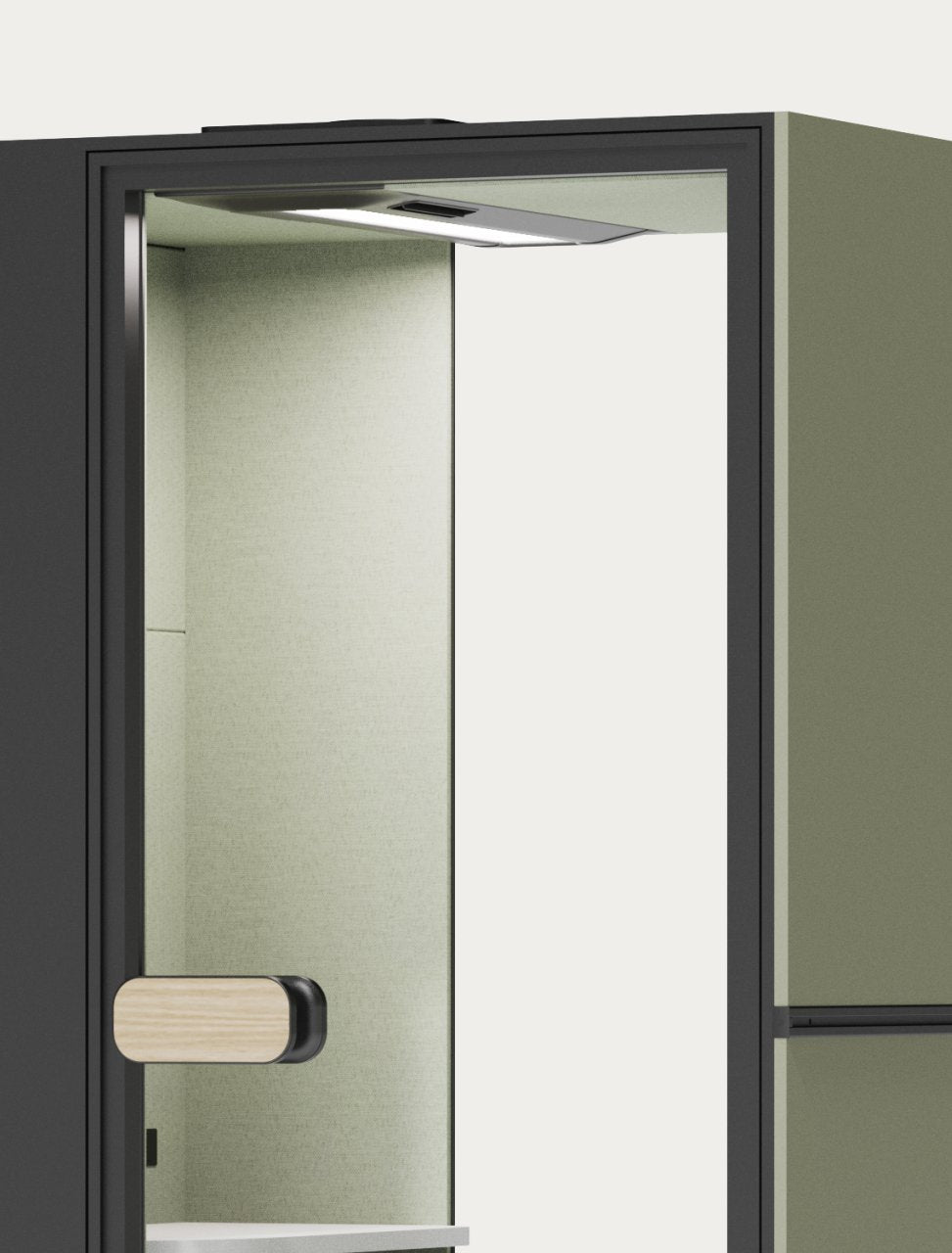CorePod Cube Focus, detail: door with handle and interior
