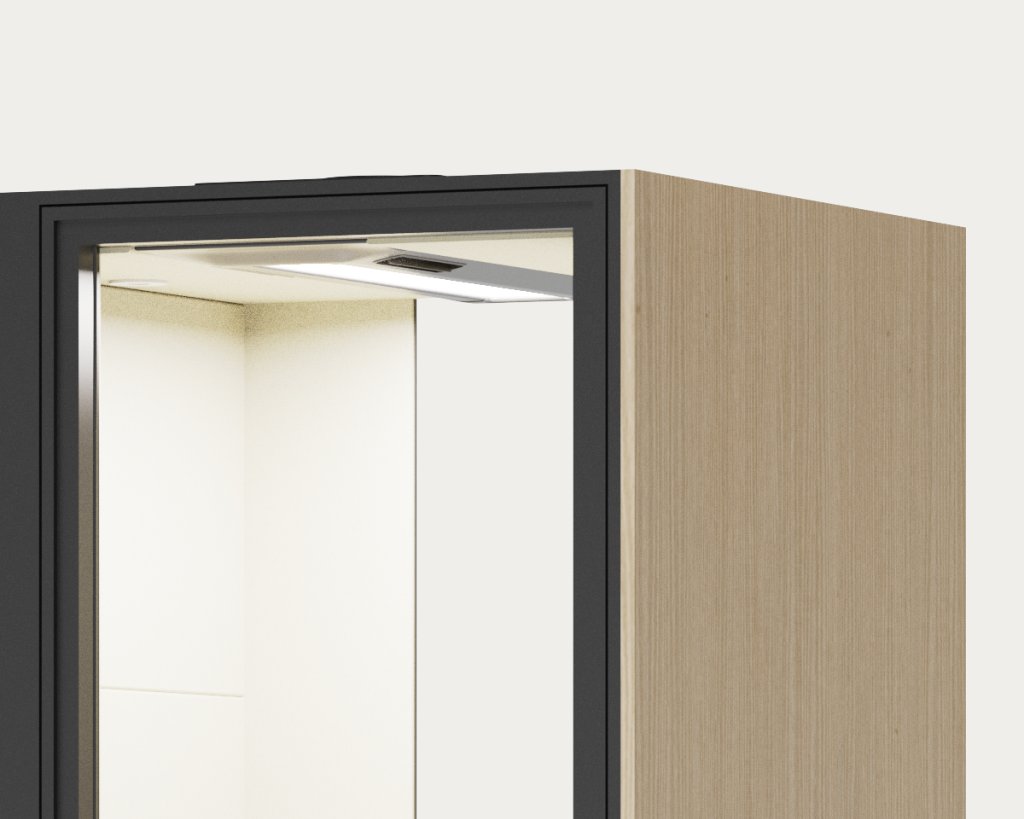 CorePod Cube Solo, top section: LED light and ventilation
