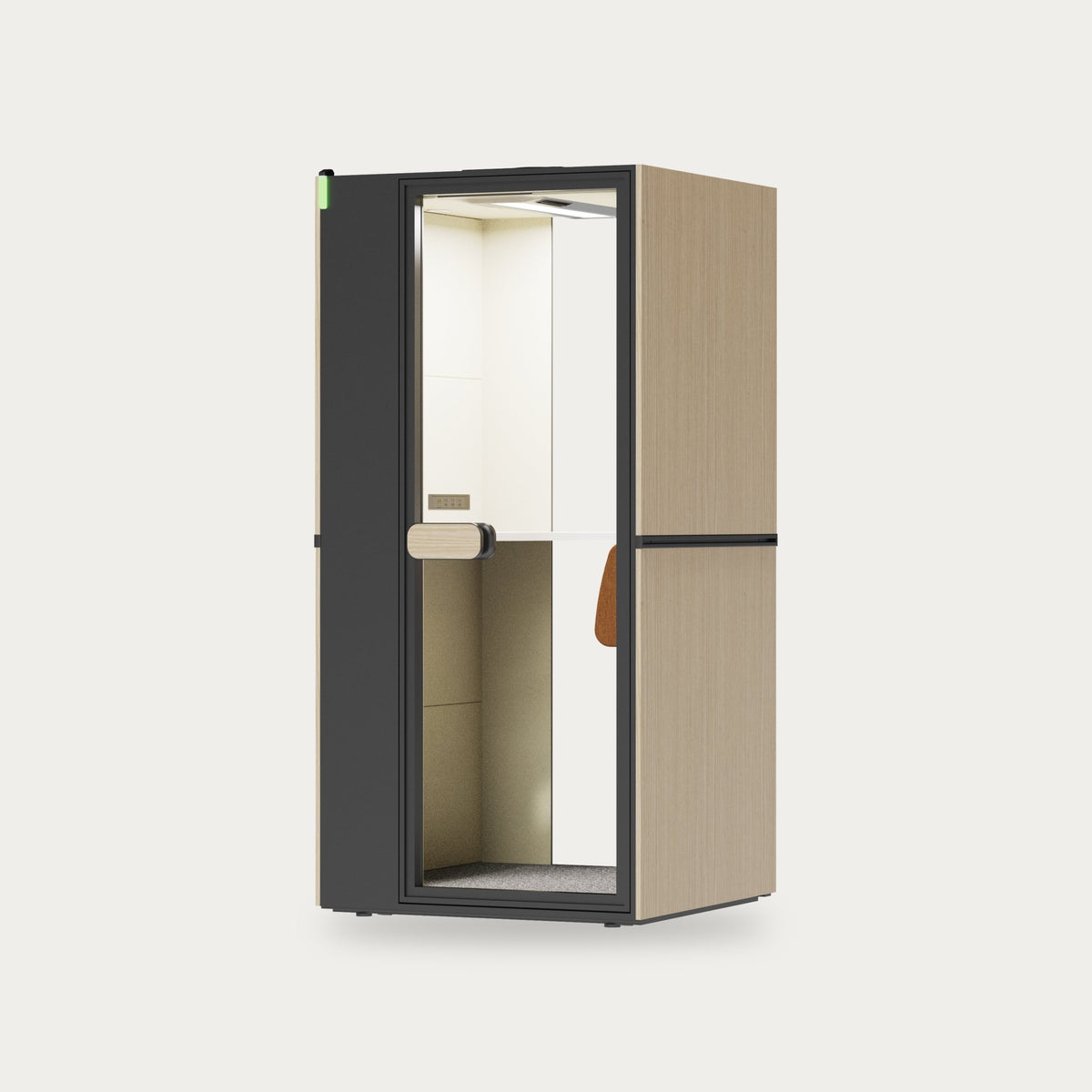 CorePod Cube Solo acoustic pod, exterior wood finish