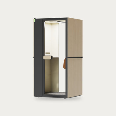 CorePod Cube Solo acoustic pod, exterior wood finish