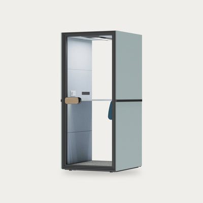 CorePod Cube Solo acoustic pod, exterior light blue