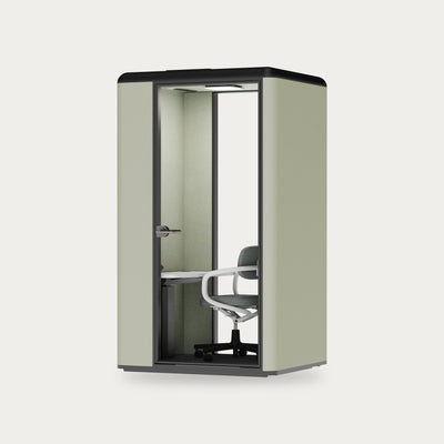 CorePod Focus acoustic pod, exterior Sage, furnished version