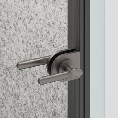 CorePod Team, detail: door handle and acoustic felt lining