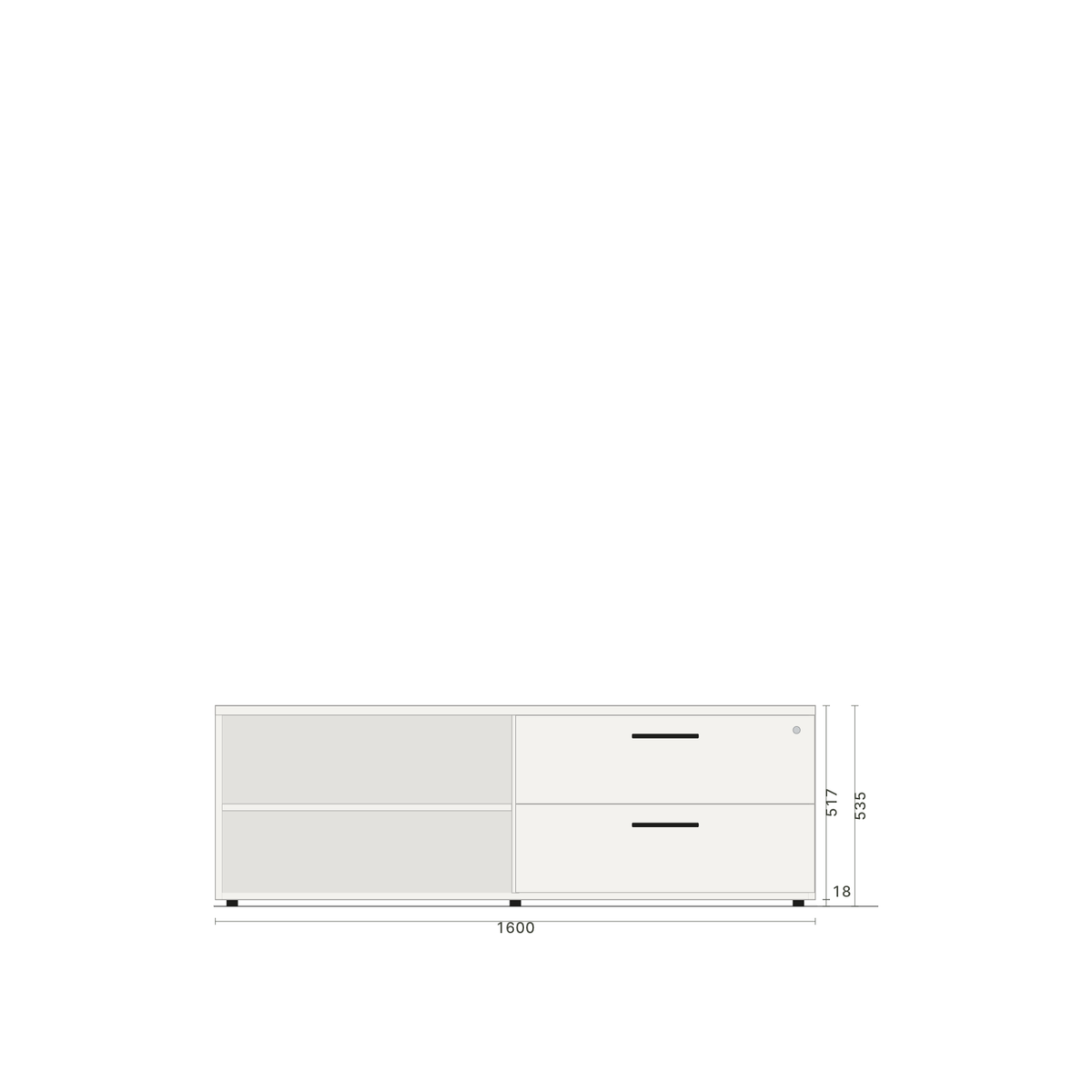 CoreStack omara s predali desno PD1 – risba v merilu