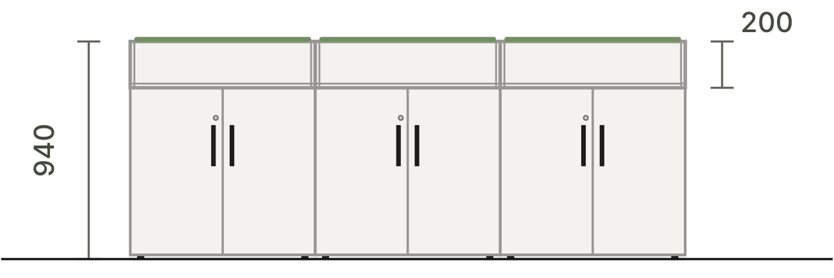 Low cabinets with planters